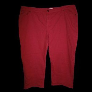 Lane Bryant Red Jeans Women's Size 28 Mid Rise Flex Waist Boyfriend Capri Pants